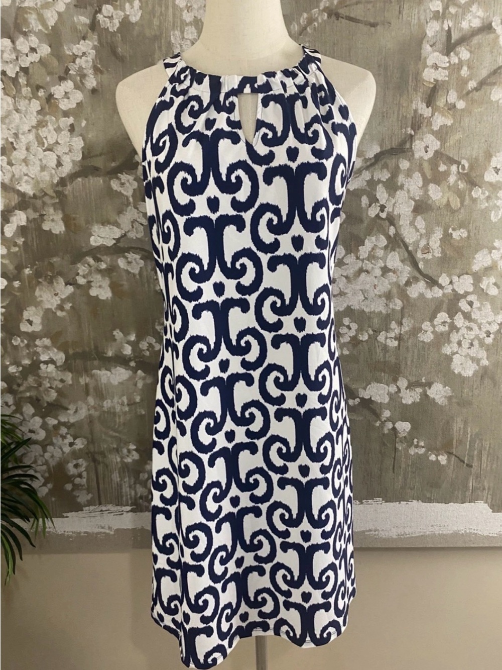 Jude Connally Navy & White Printed Midi Dress